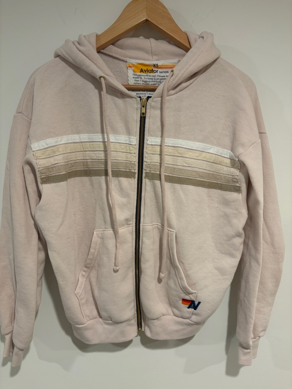 Aviator Nation Light almond/ off white Hoodie with Gold Zip
